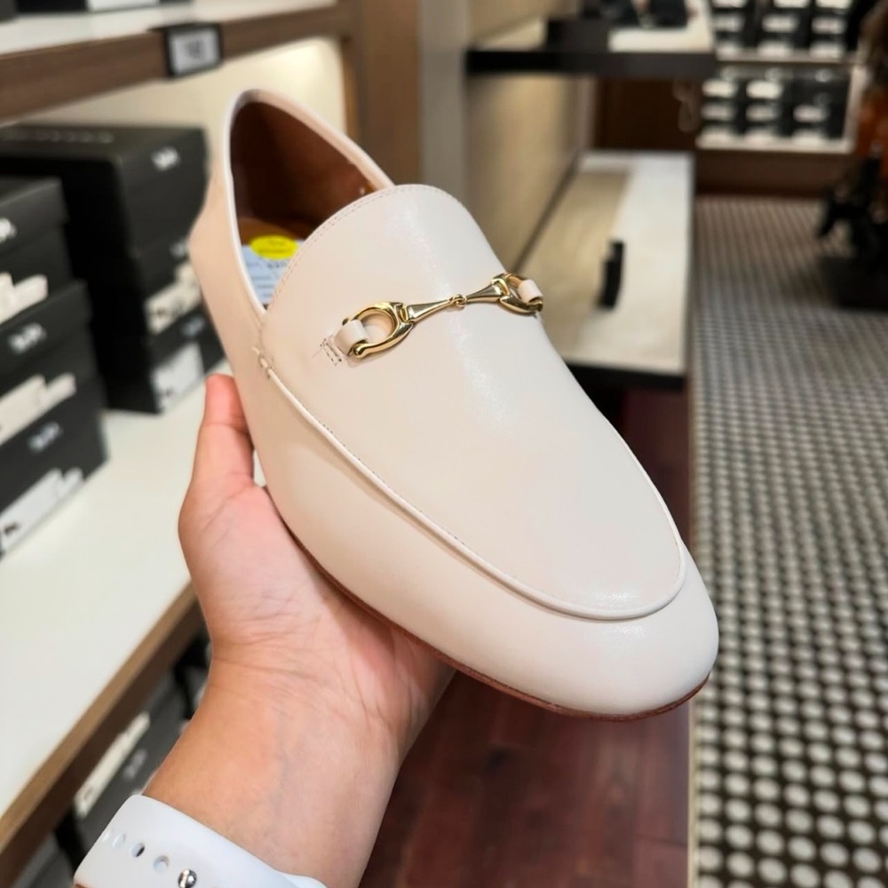 Coach Women's Cream Loafers with Gold Detail - Picture 3 of 14
